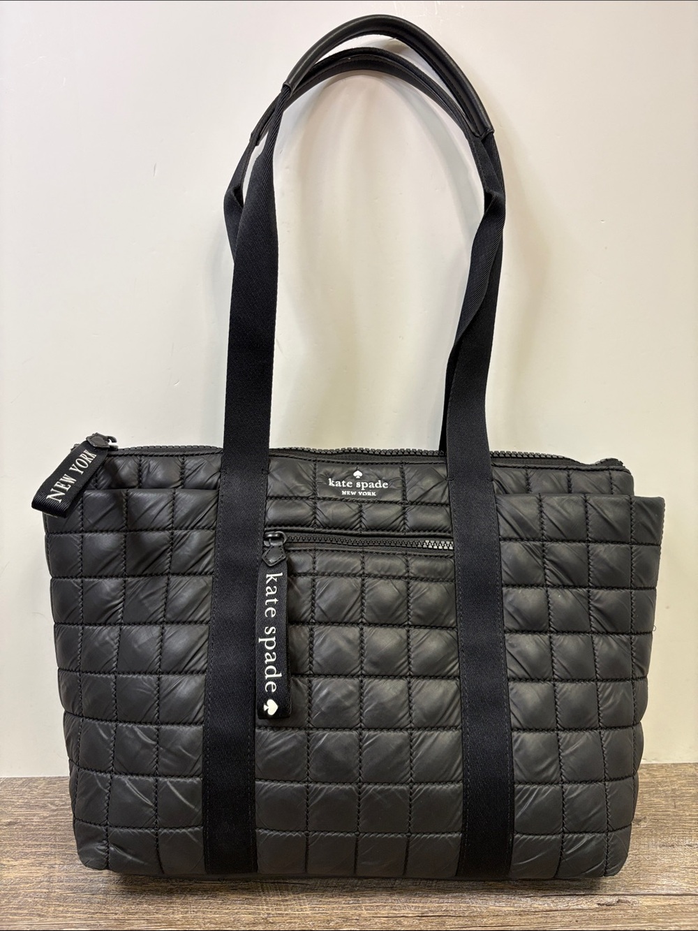 Kate Spade New York Black Quilted Nylon Large Tote Shoulder Bag